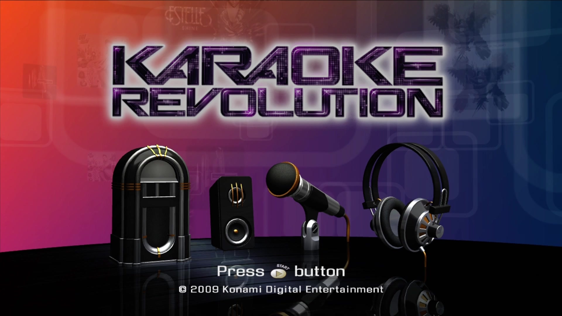 Karaoke Revolution title screen for Xbox 360